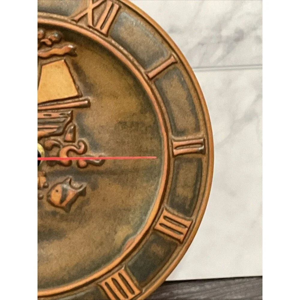 Unique Ceramic Fishing Boat Motif Wall Clock.8,5” Diameter